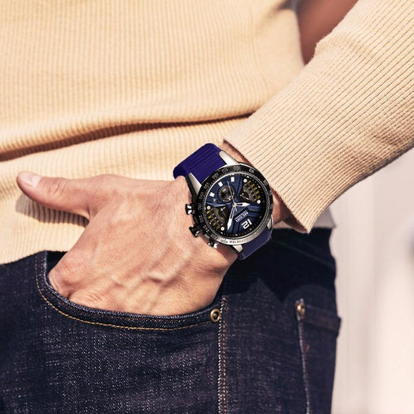 Planet Gates Black Men Watches Silicone Sport Chronograph Quartz Military Watch Luxury Brand Zegarek Meski Erkek Kol Saati