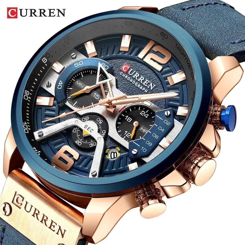 Planet Gates black Mens Watches Top Brand Luxury Men Casual Leather Waterproof Chronograph Men Sport Quartz Clock Relogio Masculino