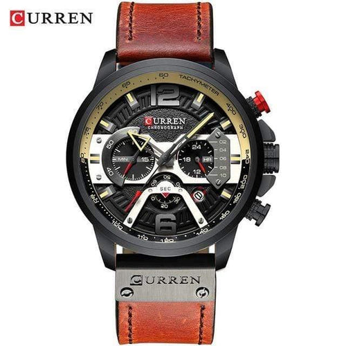Planet Gates black Mens Watches Top Brand Luxury Men Casual Leather Waterproof Chronograph Men Sport Quartz Clock Relogio Masculino