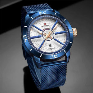 Planet Gates Black Mens Watches Top Brand Luxury Sport Watch Mesh Steel Date Week Waterproof Quartz Watch for Men Clock Relogio Masculino