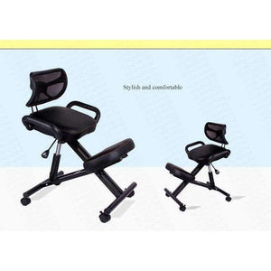 Planet Gates Black mesh cloth Ergonomically Designed Knee Chair with Back and Handle Office Kneeling Chair Ergonomic Posture Leather Black Chair With Caster