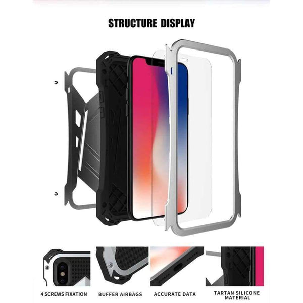 Planet Gates black / Metal Aluminum Original Brand Phone Case Metal Aluminum Silicone Luxury Steel Case Full Protection Phone Case Cover For iphone X JS0154