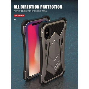 Planet Gates black / Metal Aluminum Original Brand Phone Case Metal Aluminum Silicone Luxury Steel Case Full Protection Phone Case Cover For iphone X JS0154