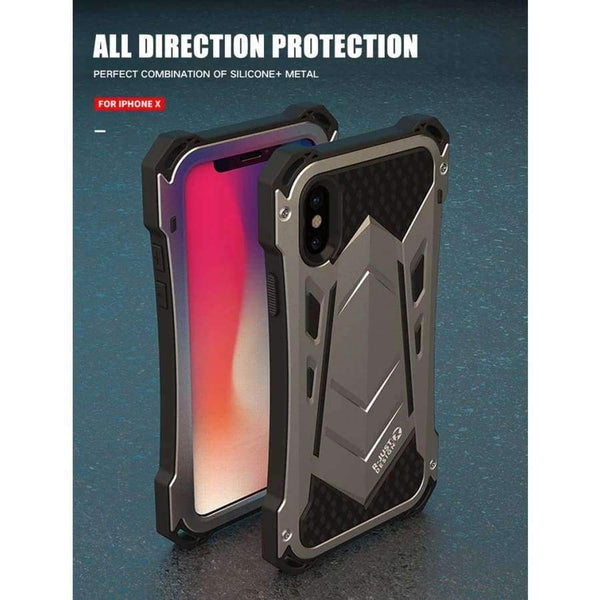 Planet Gates black / Metal Aluminum Original Brand Phone Case Metal Aluminum Silicone Luxury Steel Case Full Protection Phone Case Cover For iphone X JS0154