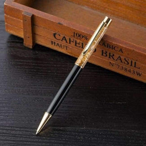 Planet Gates Black Metal Copper Ballpoint Pen Luxury Brass Gold Foil Drill Ball Pen Sliver Penalty Office School Pencil Writing Supplies 1.0mm