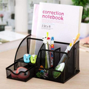 Planet Gates Black Metal Mesh Desktop Office Pen Holder Iron Desk Organizer for Scissors Ruler Stationery School Supplies Accessories