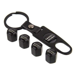 Planet Gates Black Metal Tire Valve Stem Caps For Land Rover Range Rover Sport Evoque L322 Vogue Vehicle Wheel Dust Air Cover Accessories Keychain