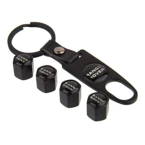 Planet Gates Black Metal Tire Valve Stem Caps For Land Rover Range Rover Sport Evoque L322 Vogue Vehicle Wheel Dust Air Cover Accessories Keychain
