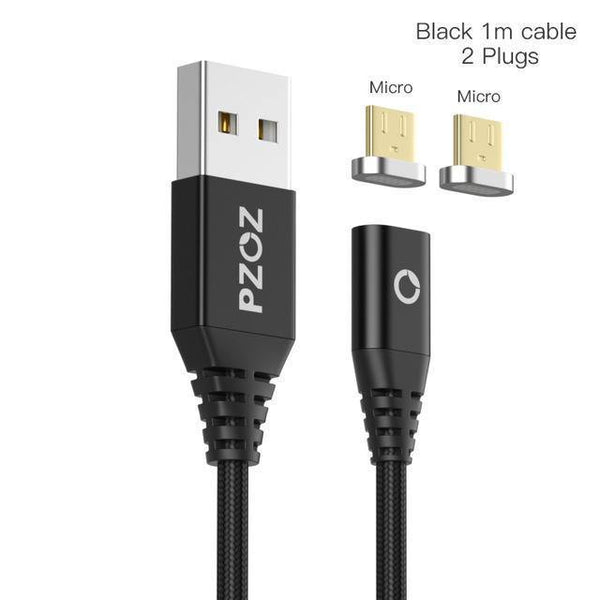 Planet Gates Black Micro Micro PZOZ Magnetic Cable Type C Micro USB C Adapter For iphone 8 Samsung Microusb Type-C Charger Phone usb Magnet Cable Fast Charging