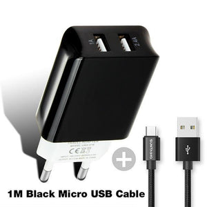 Planet Gates Black Micro USB Suntaiho Universal Dual USB Port Charger Travel Wall Charger Adapter Smart Mobile Phone Charger for iPhone/Samsung/Xiaomi /iPad