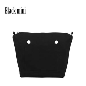 Planet Gates black mini PU Nubuck Frosted Leather Waterproof Inner Lining Zipper Pocket for Obag Classic Mini  Lining Insert for O BAG