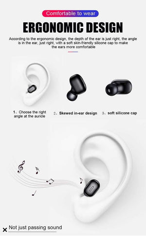 Planet Gates Black Mini Sport Wireless Earphone True TWS Earbuds Wireless Bluetooth 5.0 Headphones Headset With Charging Box For Android IOS Phone