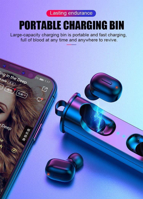 Planet Gates Black Mini Sport Wireless Earphone True TWS Earbuds Wireless Bluetooth 5.0 Headphones Headset With Charging Box For Android IOS Phone