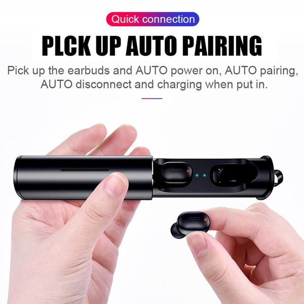 Planet Gates Black Mini Sport Wireless Earphone True TWS Earbuds Wireless Bluetooth 5.0 Headphones Headset With Charging Box For Android IOS Phone