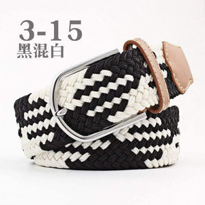 Fashion Wide Belt For Men Women Elastic Knitted Braid Jeans Dress Belt With Leather Metal Buckle Casual Belt For Unisex