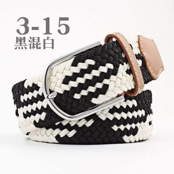 Fashion Wide Belt For Men Women Elastic Knitted Braid Jeans Dress Belt With Leather Metal Buckle Casual Belt For Unisex