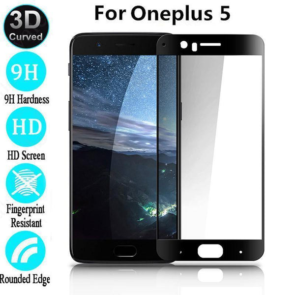 Planet Gates black Mobile Full Coverage Tempered Glass Film Screen Protector For ONEPLUS 5