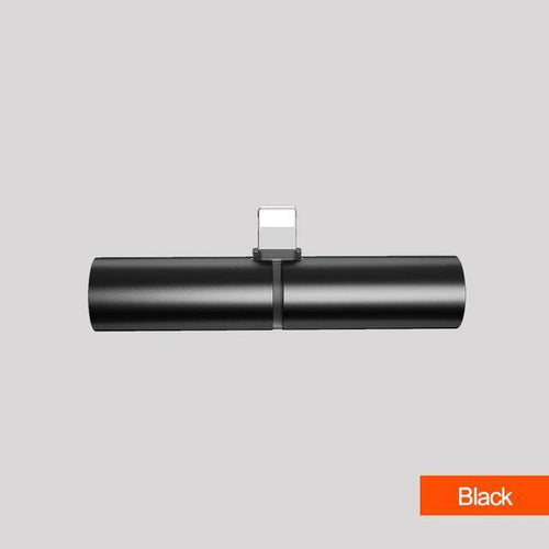 Planet Gates Black Mobile Phone Adapter Cable Audio Charging Adapter For 7 8 plus iphone X Xs Max Xr USB IOS 2 in 1 earphone plug alloy Connector
