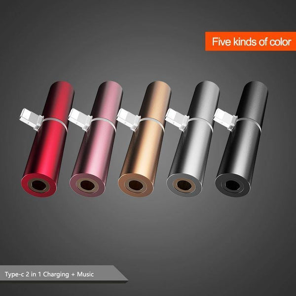 Planet Gates Black Mobile Phone Adapter Cable Audio Charging Adapter For 7 8 plus iphone X Xs Max Xr USB IOS 2 in 1 earphone plug alloy Connector