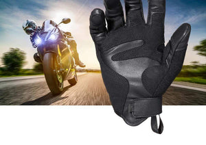Planet Gates Black Moto Motocross Glove Men Leather Motorcycle Full Finger Gloves Cycling Bike Bicycle Riding BMX Enduro Work Mittens Summer