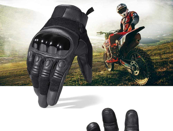 Planet Gates Black Moto Motocross Glove Men Leather Motorcycle Full Finger Gloves Cycling Bike Bicycle Riding BMX Enduro Work Mittens Summer