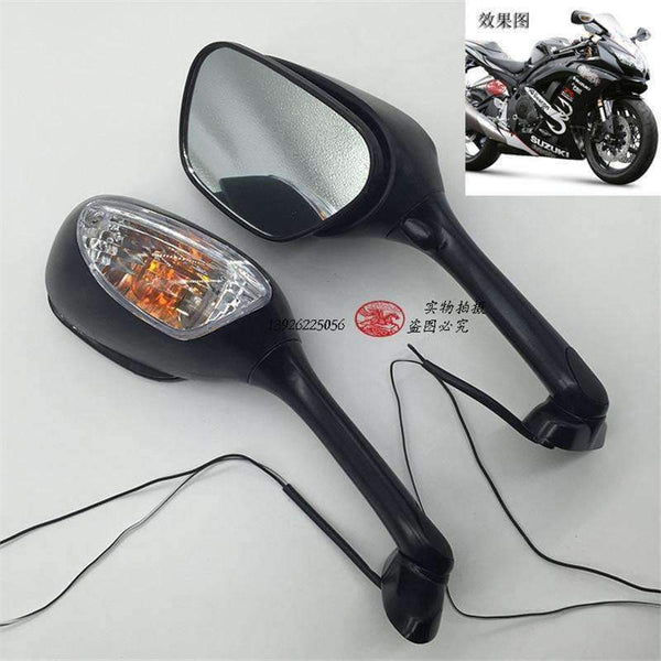 Planet Gates black motorcycle rearview mirrors scooter backup mirror turn signal light backup mirrors motorcycle parts for yamaha kawasaki