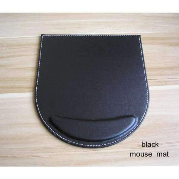 Planet Gates black mouse mat PU leather wood multifonctional desk organizer with card holder memo case stationery organizer office supplies accessories K226