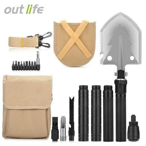 Planet Gates Black Multifunctional Military Folding Shovel With Carrying Bag Army Multi-Tools Portable Outdoor Camping Hiking Tools