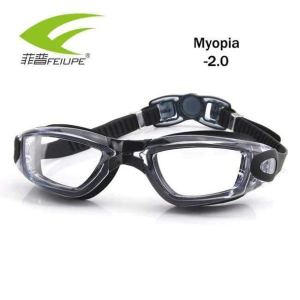Planet Gates Black Myopia 200 Swim Goggles Silicone Swimming Glasses Anti Fog UV Protection Optical Waterproof for Men Women Adults Sportswear