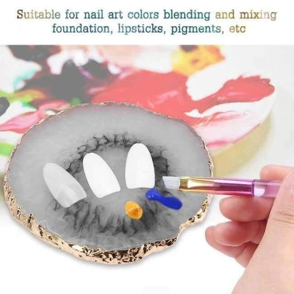 Planet Gates Black Nail Art Plate Natural Resin Stone Acrylic Gel Polish Display Showing Board Drawing Color Palette Manicure Display Tool