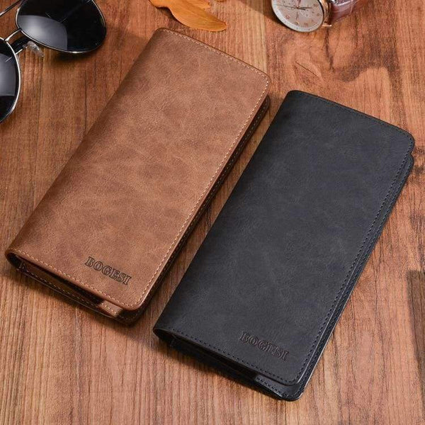 Planet Gates black New Fashion Long Design Crazy Horse PU Leather Men Wallets Card Holder Clutch Purse Male Large Capacity Clutch Wallet Men