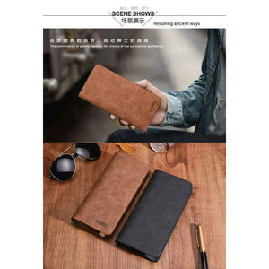 Planet Gates black New Fashion Long Design Crazy Horse PU Leather Men Wallets Card Holder Clutch Purse Male Large Capacity Clutch Wallet Men