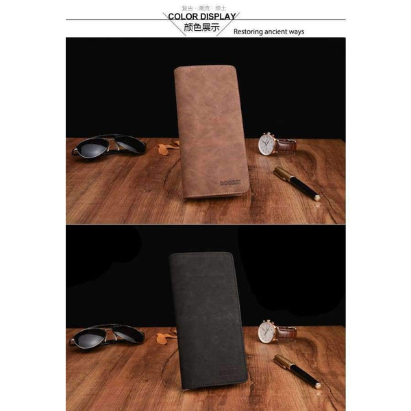 Planet Gates black New Fashion Long Design Crazy Horse PU Leather Men Wallets Card Holder Clutch Purse Male Large Capacity Clutch Wallet Men