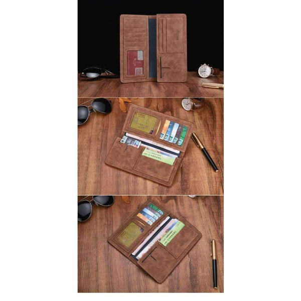 Planet Gates black New Fashion Long Design Crazy Horse PU Leather Men Wallets Card Holder Clutch Purse Male Large Capacity Clutch Wallet Men