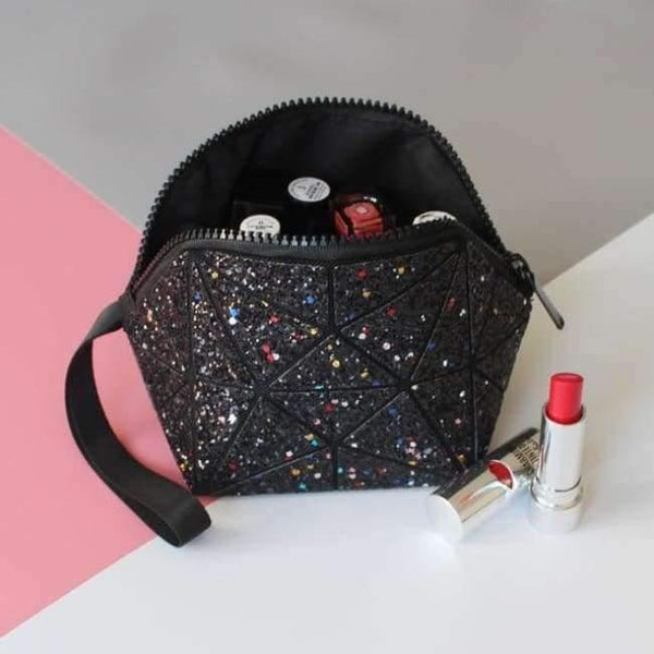 Planet Gates black new Geometric semi circle cosmetic bag for women toiletry bag fashional makeup bag brand