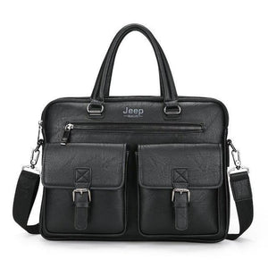 Planet Gates Black New Men Split Leather Handbag Zipper Men Business Polyester Two Silt Pocket Soft Handle 14 Inches Briefcases Bags