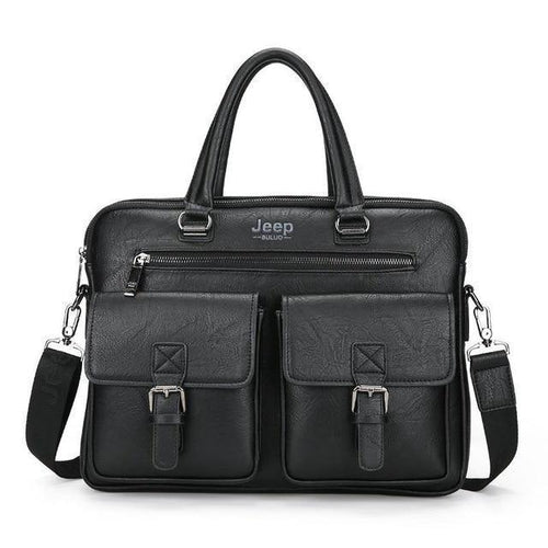Planet Gates Black New Men Split Leather Handbag Zipper Men Business Polyester Two Silt Pocket Soft Handle 14 Inches Briefcases Bags