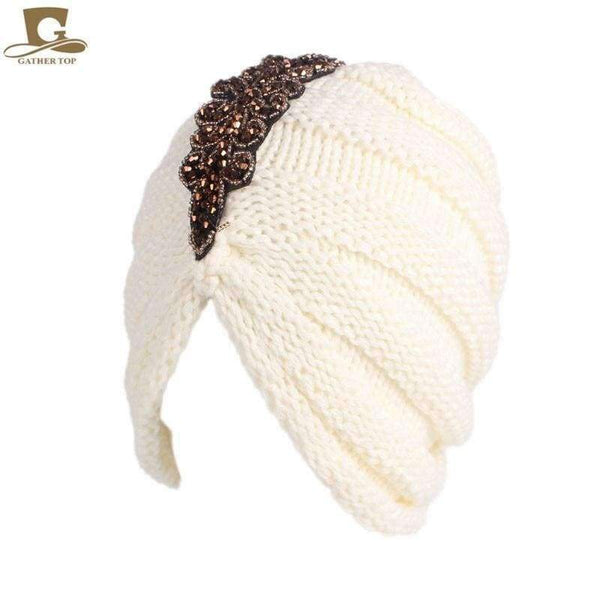Planet Gates Black NEW Winter Warm Women Slouchy Beanie Beaded Flower Knit Turban Skull Cap Peaded Baggy Knitted Hat