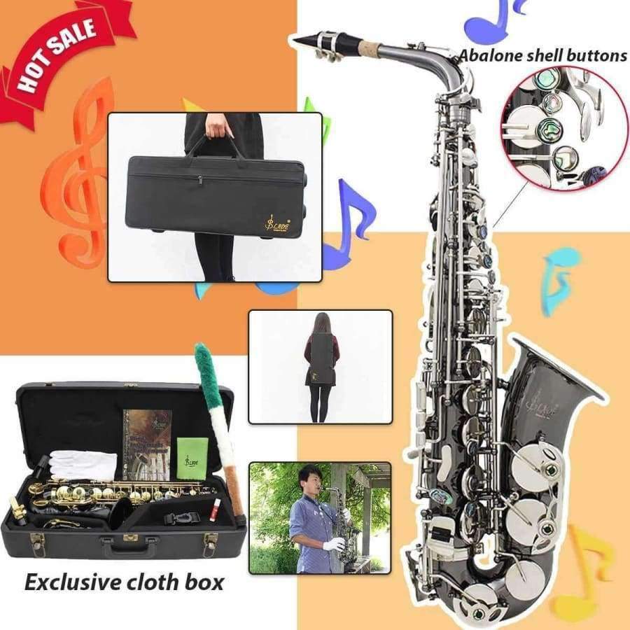 Planet Gates Black Nickel Body Silver Keys Alto Saxophone Sax Musical Instruments