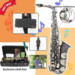 Planet Gates Black Nickel Body Silver Keys Alto Saxophone Sax Musical Instruments