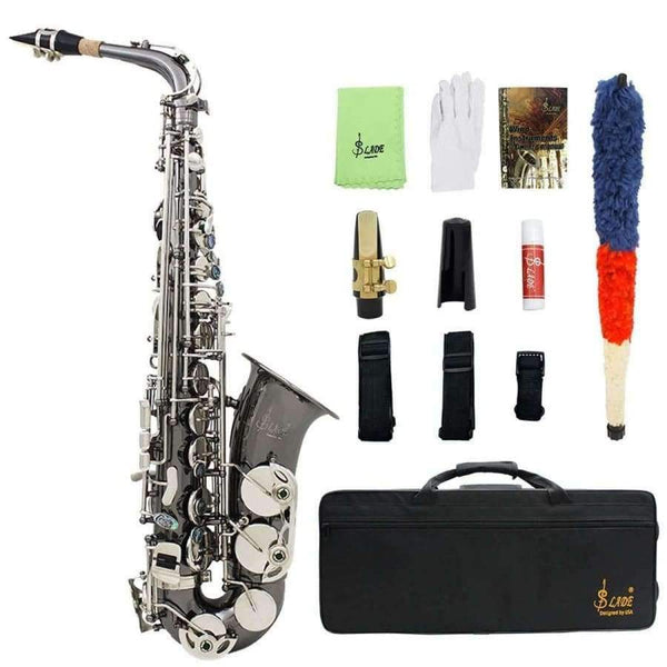 Planet Gates Black Nickel Body Silver Keys Alto Saxophone Sax Musical Instruments