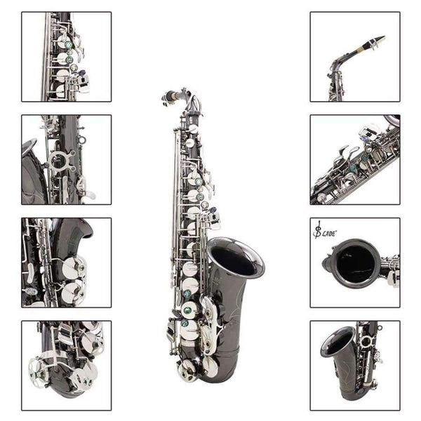 Planet Gates Black Nickel Body Silver Keys Alto Saxophone Sax Musical Instruments