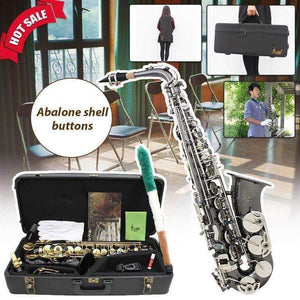 Planet Gates Black Nickel Body Silver Keys Alto Saxophone Sax Musical Instruments