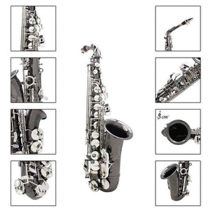 Planet Gates Black Nickel Body Silver Keys Alto Saxophone Sax Musical Instruments