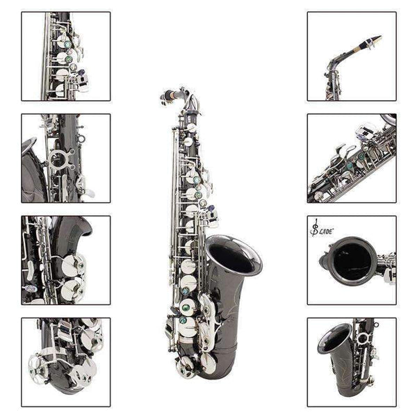 Planet Gates Black Nickel Body Silver Keys Alto Saxophone Sax Musical Instruments