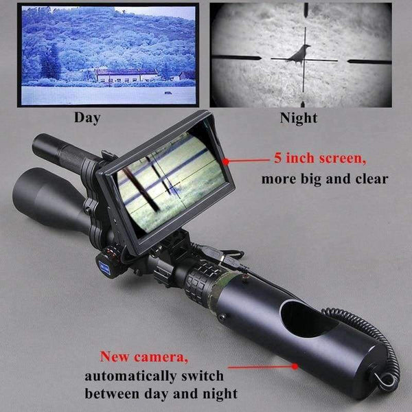 Planet Gates Black Night Vision Riflescope Outdoor Hunting Scopes Optics Sight Tactical Digital Infrared With Battery Monitor and Flashlight
