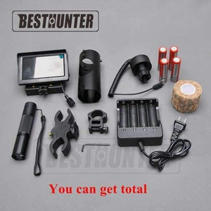 Planet Gates Black Night Vision Riflescope Outdoor Hunting Scopes Optics Sight Tactical Digital Infrared With Battery Monitor and Flashlight