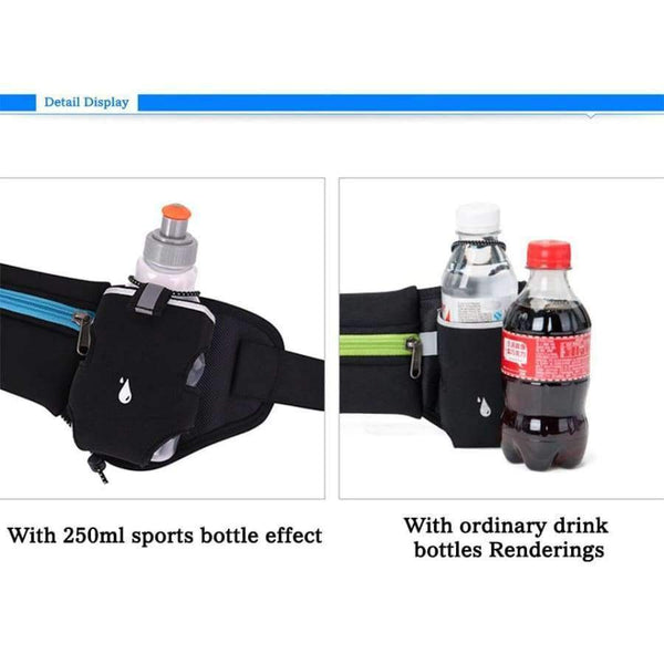 Planet Gates black no bottle Running Waist Pack Outdoor Sports Hiking Racing Gym Fitness Lightweight Hydration Belt Water Bottle Hip Bag