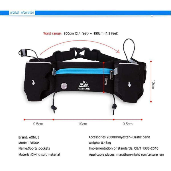 Planet Gates black no bottle Running Waist Pack Outdoor Sports Hiking Racing Gym Fitness Lightweight Hydration Belt Water Bottle Hip Bag