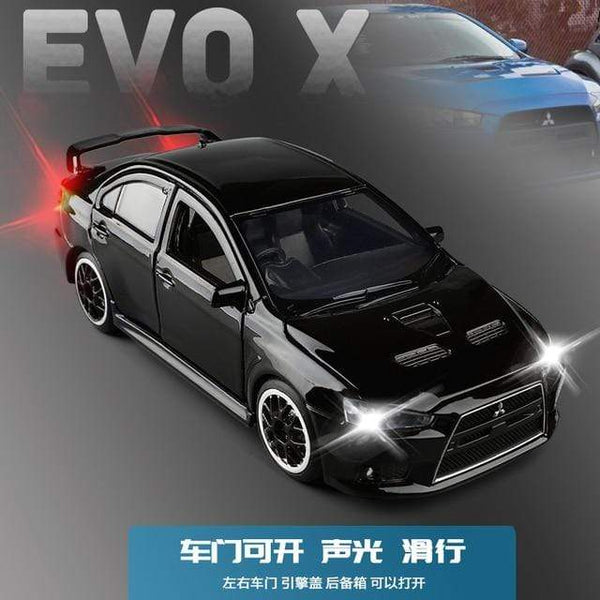Planet Gates Black(no box) Toy Car 1:32 Mitsubishi Lancer Evolution X Metal Alloy Diecast Car Model Miniature Model With Sound Light Model For Children Car
